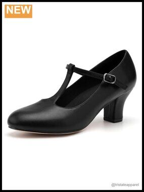 T-Strap Character Dance Shoes 2.5" Heel Faux Leather